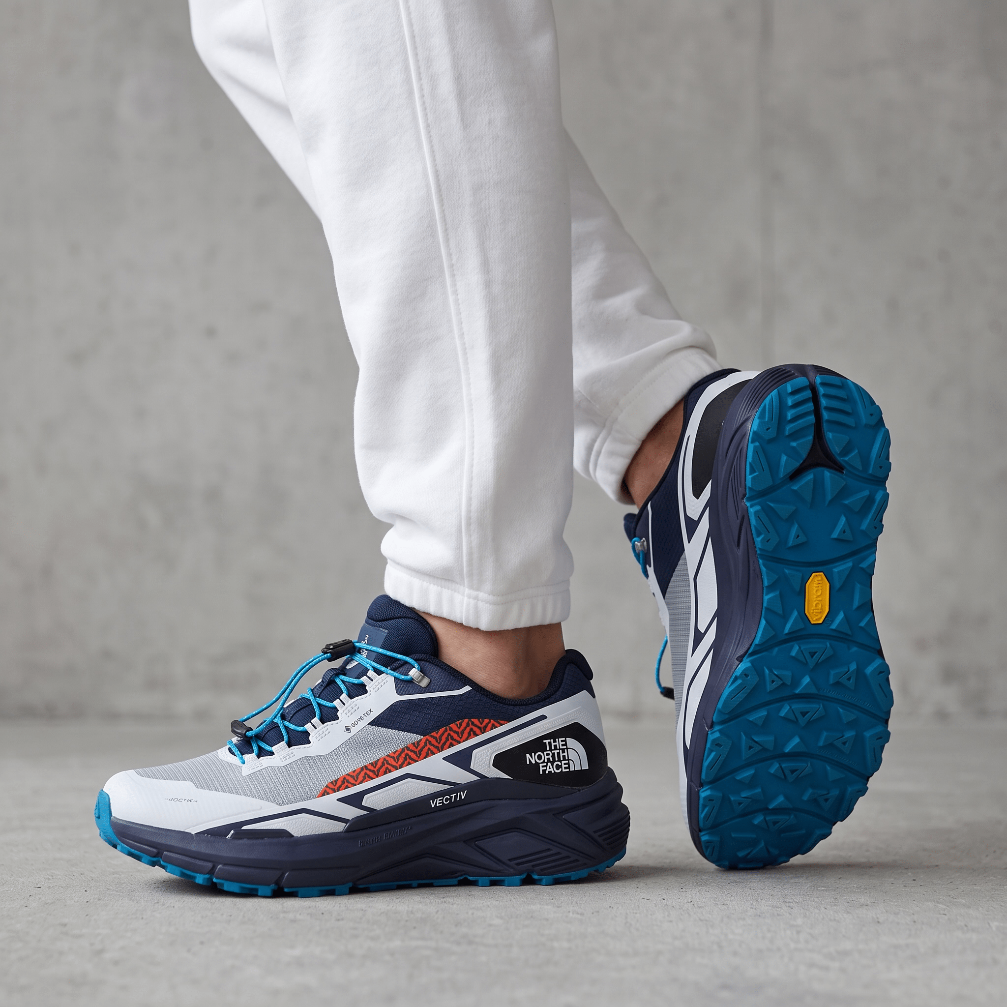 🏔️ The North Face GORE-TEX Vibram Trail Running Shoes – White/Navy