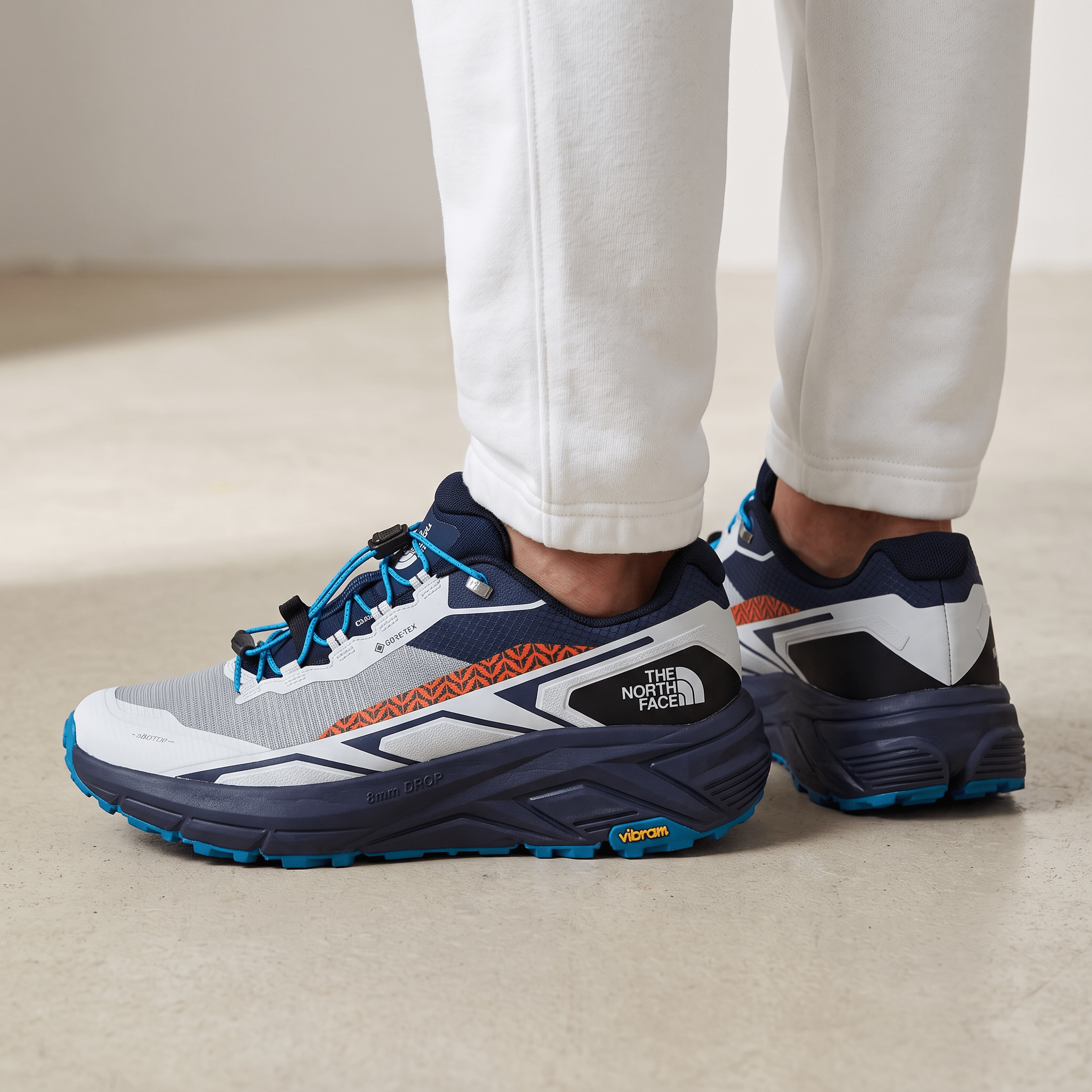 🏔️ The North Face GORE-TEX Vibram Trail Running Shoes – White/Navy
