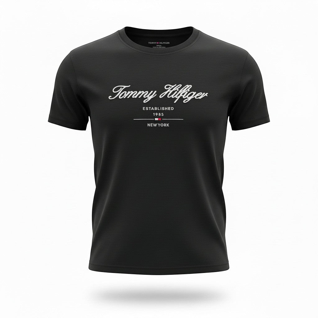 Tommy Hilfiger Black T-Shirt π€β¨ Classic Script Logo