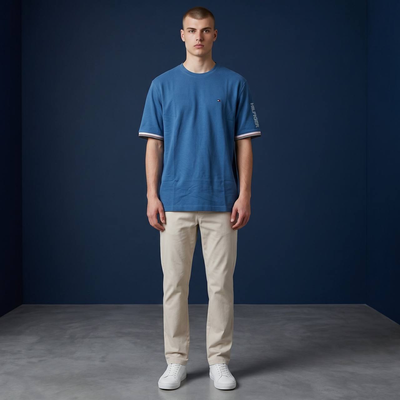 Tommy Hilfiger Inspired Oversized Royal Blue Essential T-Shirt for Men β Premium Casual Streetwear Tee π