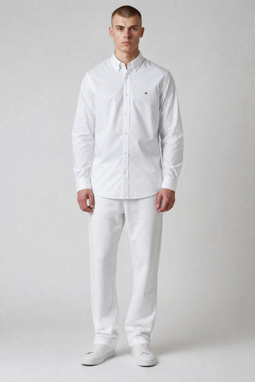 Tommy Hilfiger Premium Classic Oxford Button Down Long Sleeve Shirt for Men β Crisp White Luxury Edition π€β¨