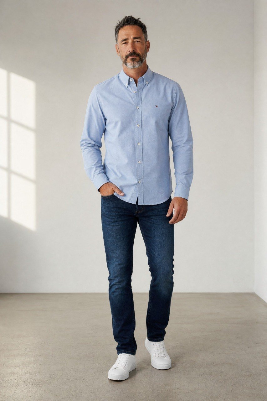 Tommy Hilfiger Premium Oxford Button-Down Shirt for Men β Relaxed Fit Smart Casual Long Sleeve Shirt πβ¨