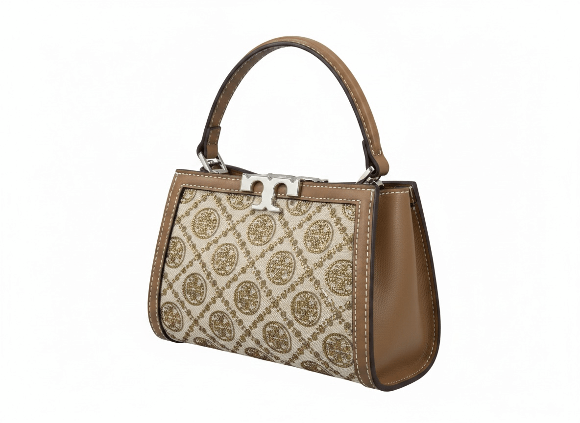 Tory Burch Monogram Canvas Mini Top Handle Bag β Beige Luxury Classic π€β¨