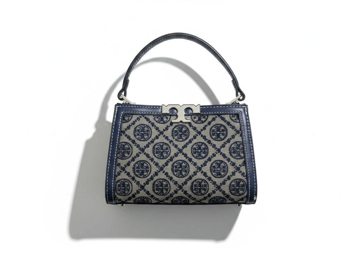 Tory Burch Monogram Mini Top Handle Bag β Navy & Beige Canvas Luxury πβ¨