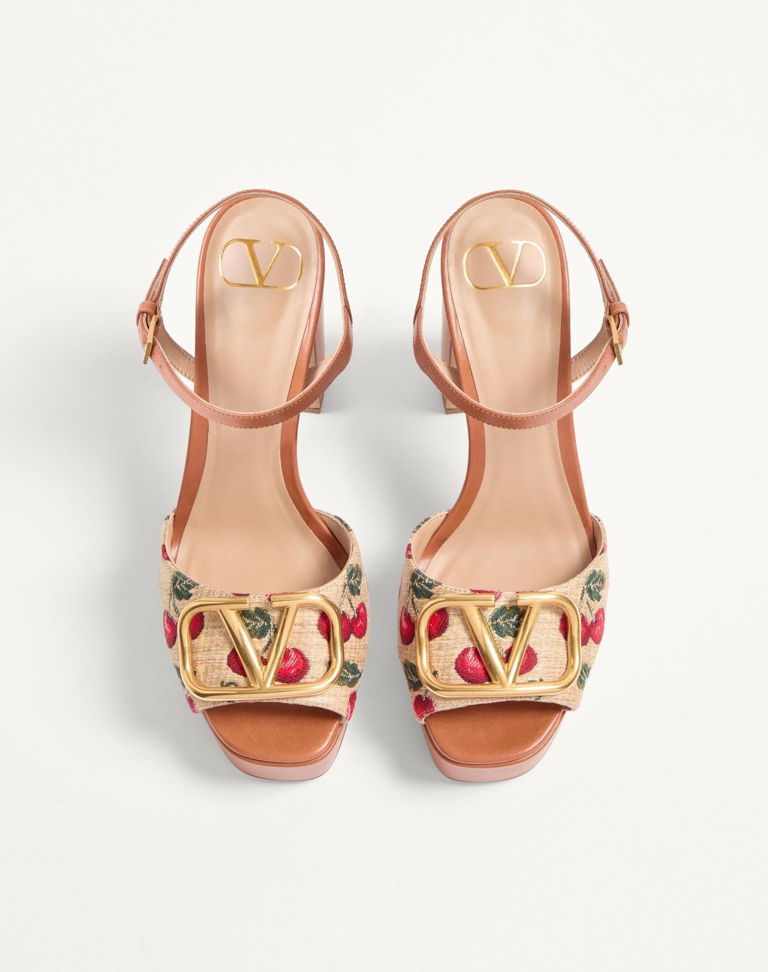 ๐ Valentino Cherry Print Platform Block Heel Sandals๐๐