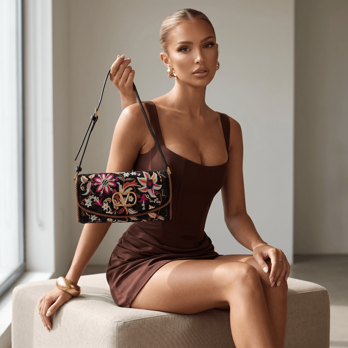 Valentino Floral Embroidered Shoulder Bag πΈβ¨
