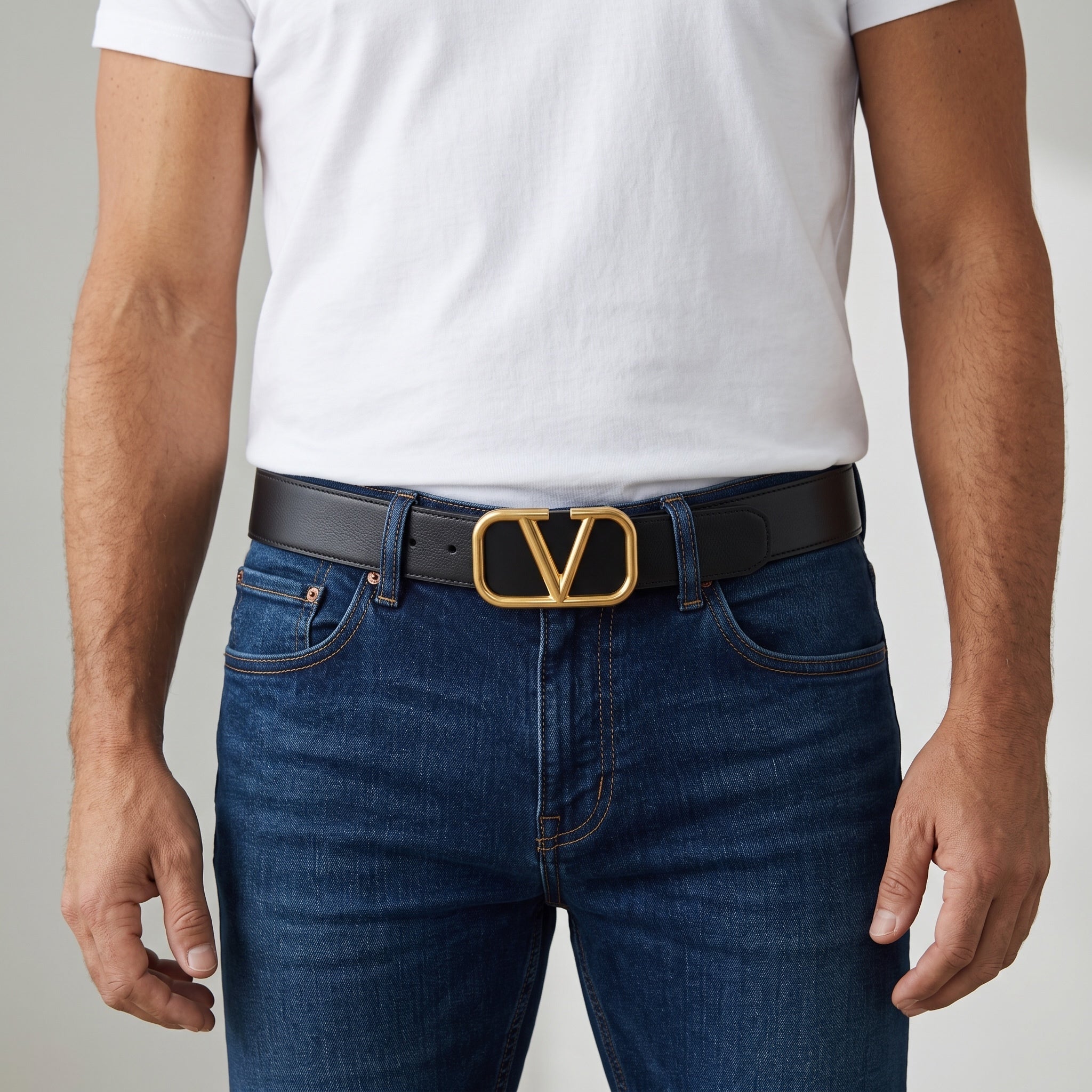 Valentino VLogo Belt β Black Gold Buckle β¨ 110 cm