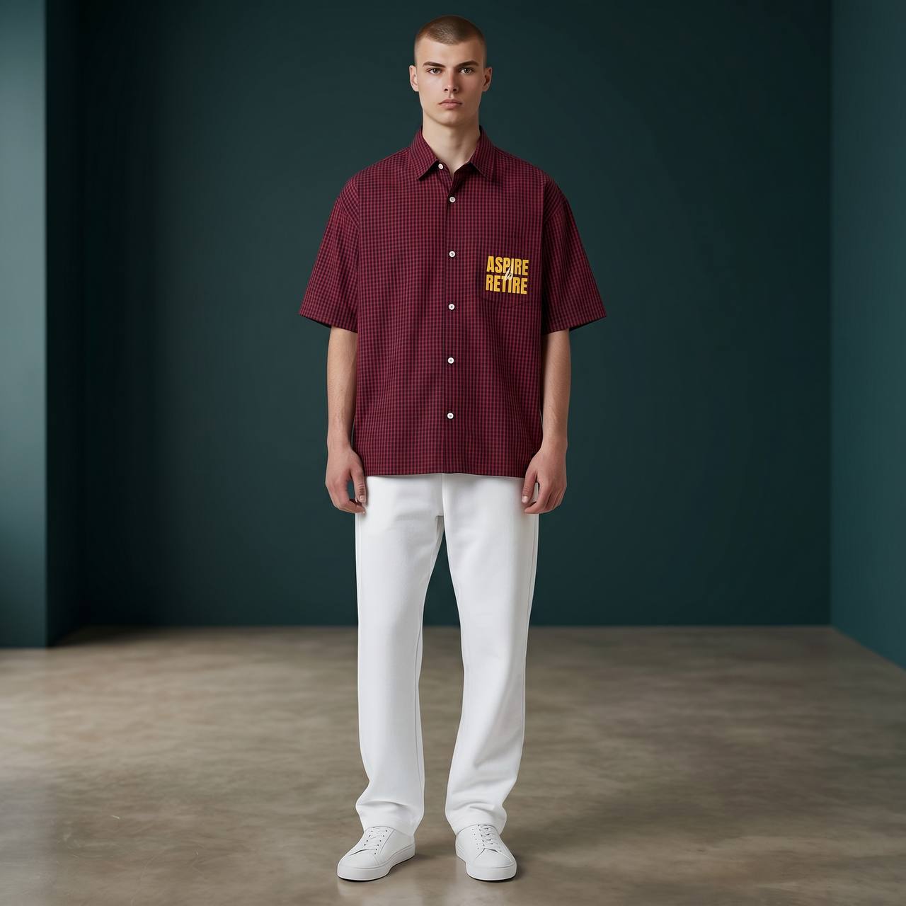 Zara Inspired Oversized Checked Short Sleeve Shirt for Men – Red & Black Statement Streetwear Summer Button-Up 🔥