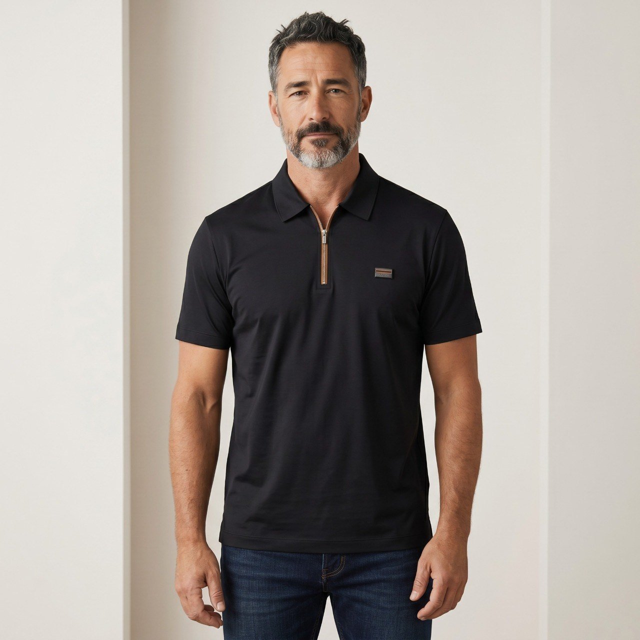 π€ ZEGNA Luxury Zip Polo Shirt β Black Signature Edition