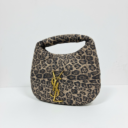 Leopard Quilted Hobo Bag with Gold YSL Logo 🐆✨
