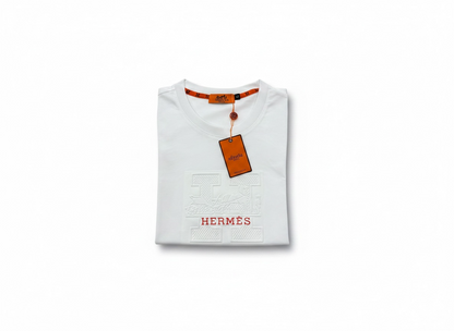 Hermès White T-Shirt 🤍🧡 Signature “H” Logo Edition