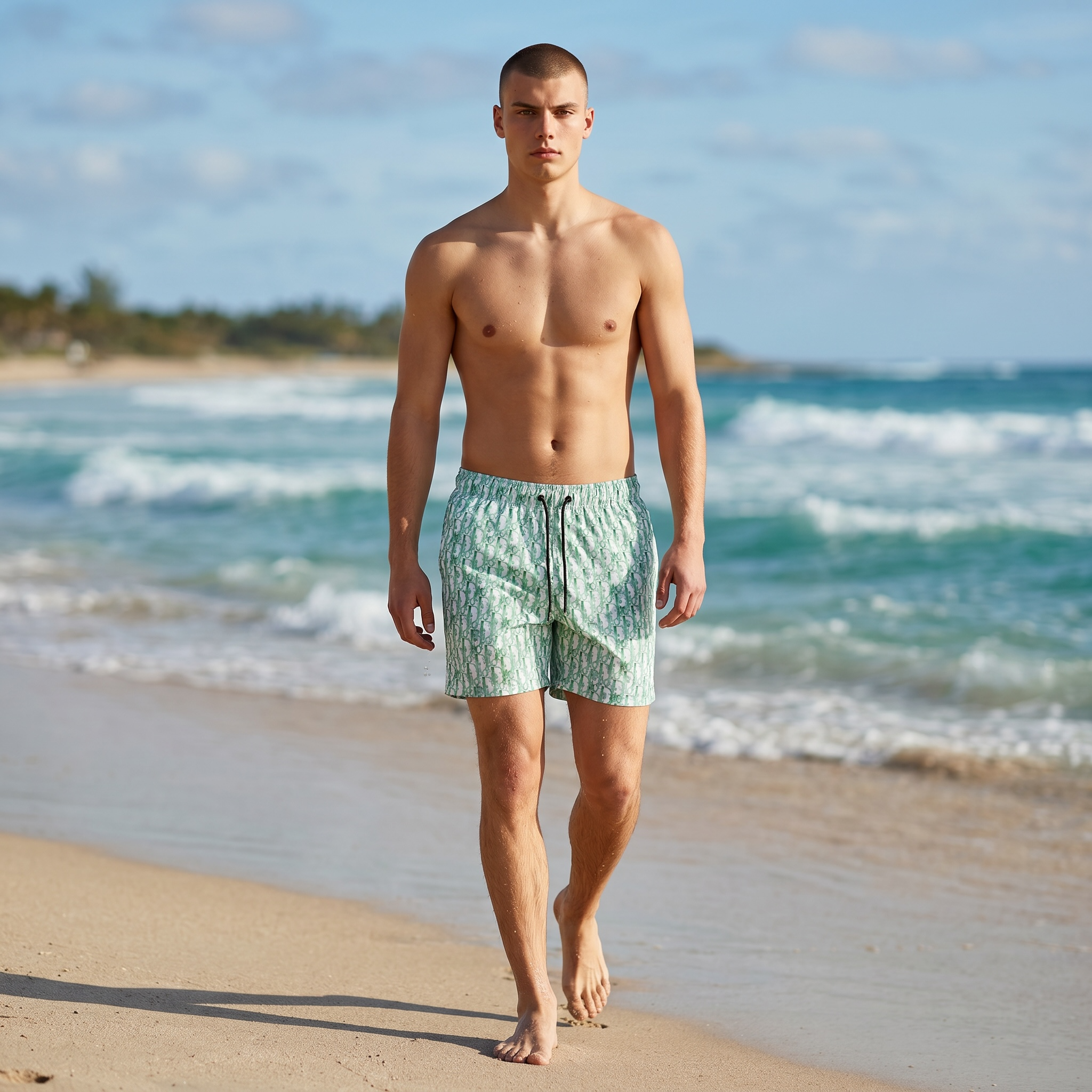 Dior Monogram Swim Shorts – Mint Green Edition 🌴