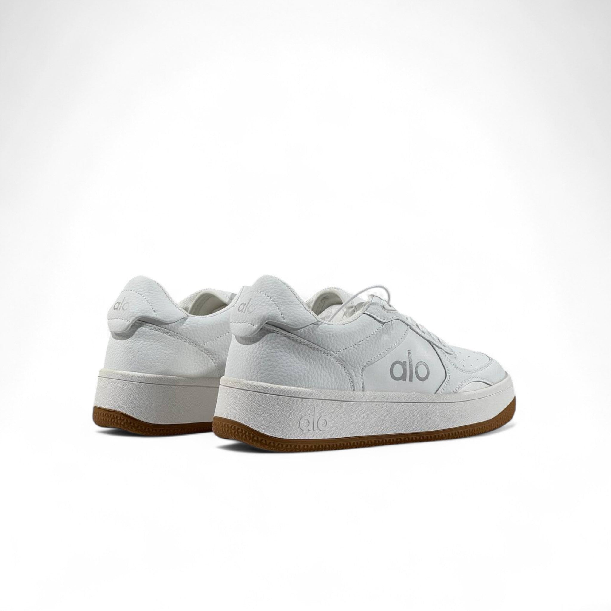 Alo White Leather Sneakers 👟✨ Unisex with Gum Sole