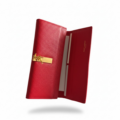 Saint Laurent Red YSL Wallet – Grained Leather ❤️✨