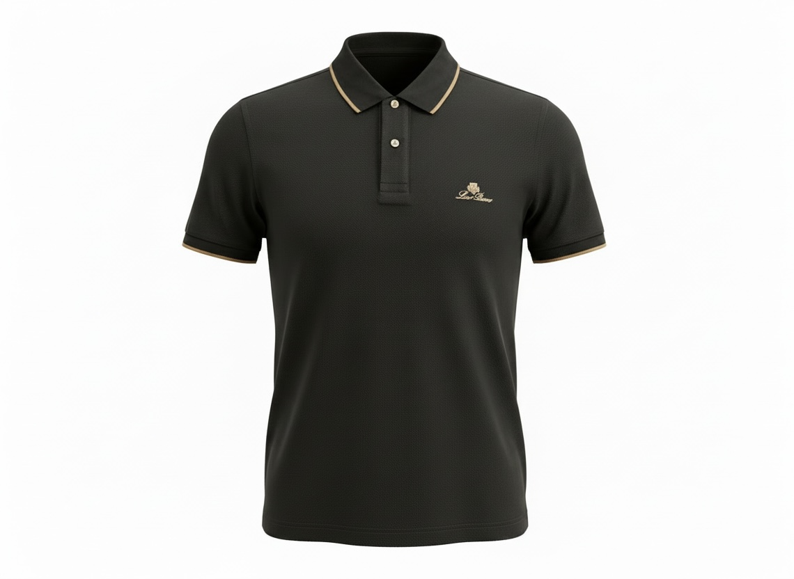 Loro Piana Black Textured Polo Shirt 🖤✨ Premium Classic Fit