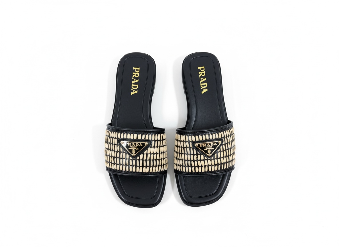 PRADA Raffia Slide Sandals 🖤✨ | Iconic Summer Luxury