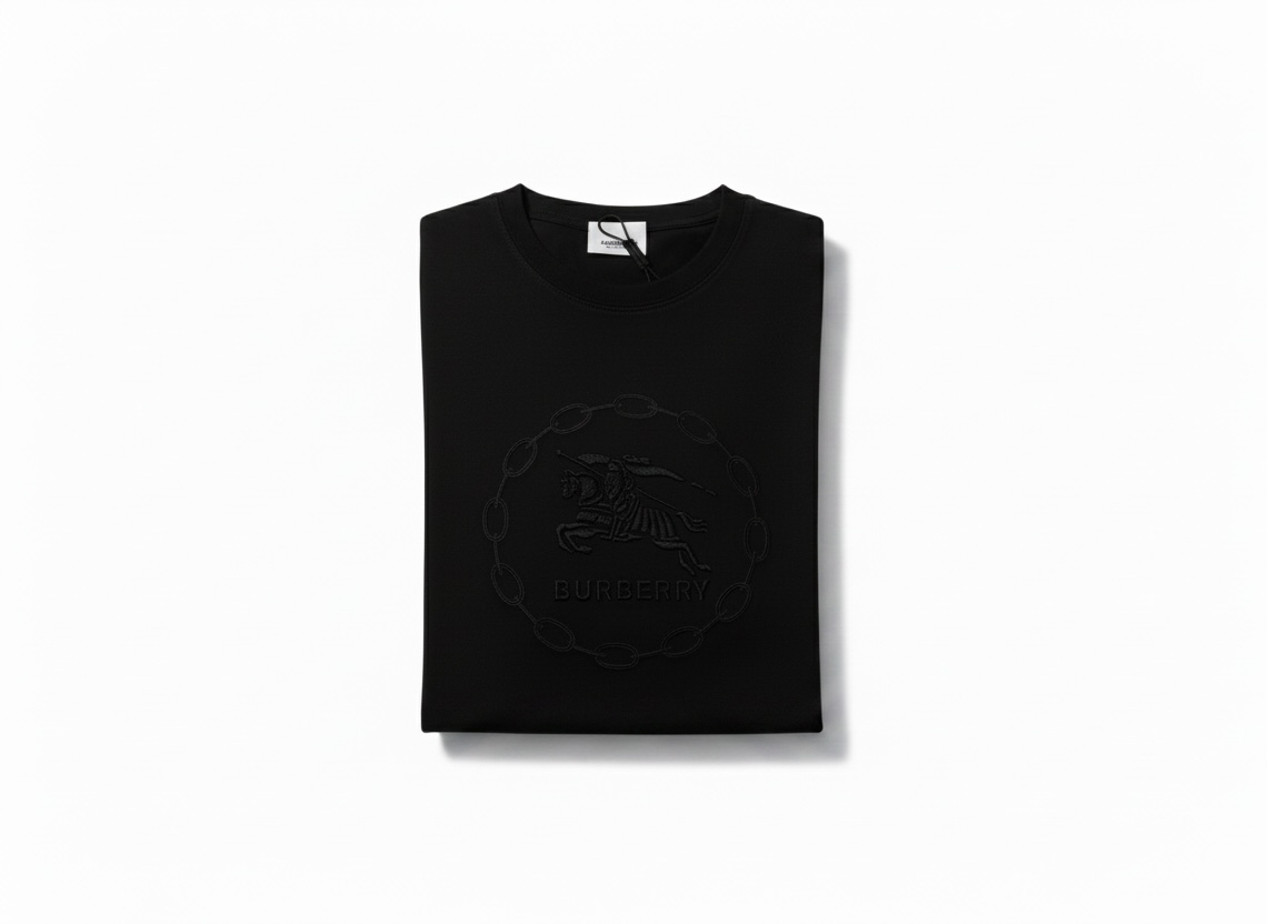 Burberry Black Embossed Logo T-Shirt 🖤✨ Ultra Minimal Edition