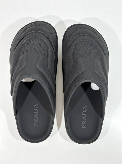 Prada Monolith Foam Slides – Black Minimal Luxury Comfort 🖤⚡