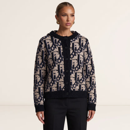 Christian Dior Monogram Cardigan — Beige & Navy