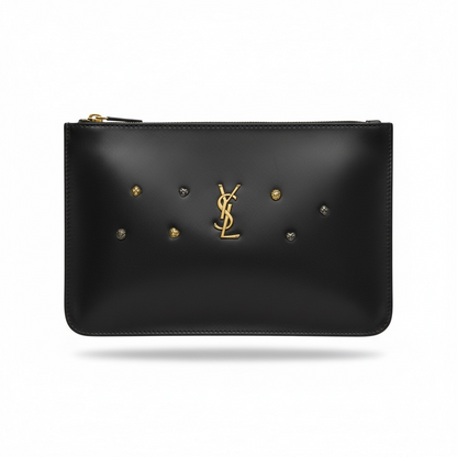 Saint Laurent YSL Studded Leather Zip Pouch 🖤✨