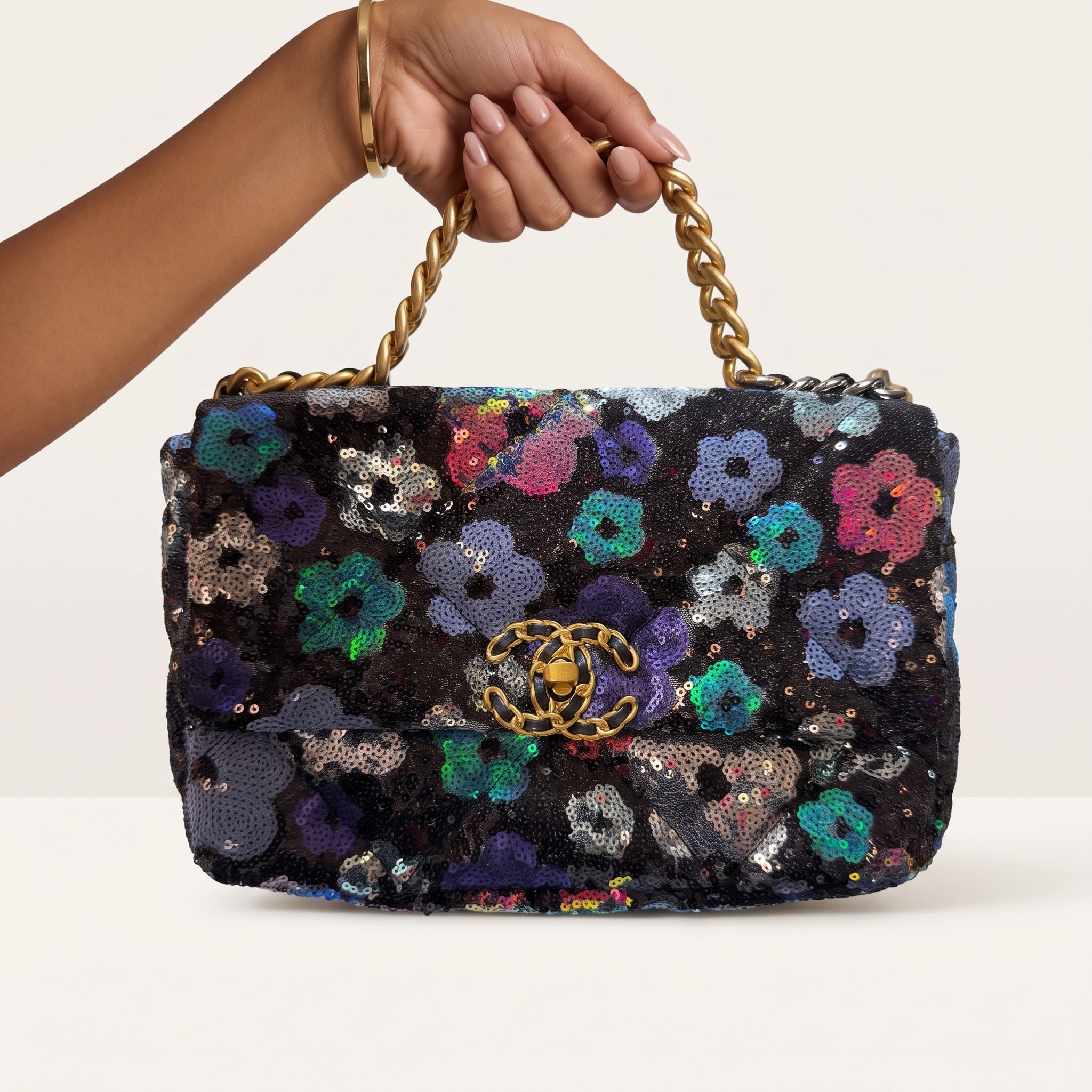 Chanel Flap Bag – Black Sequin Floral 💐🖤