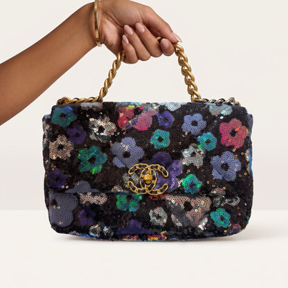 Chanel Flap Bag – Black Sequin Floral 💐🖤