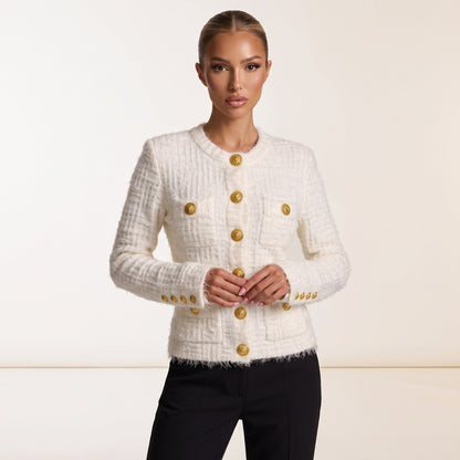 Balmain Tweed Jacket — White & Gold