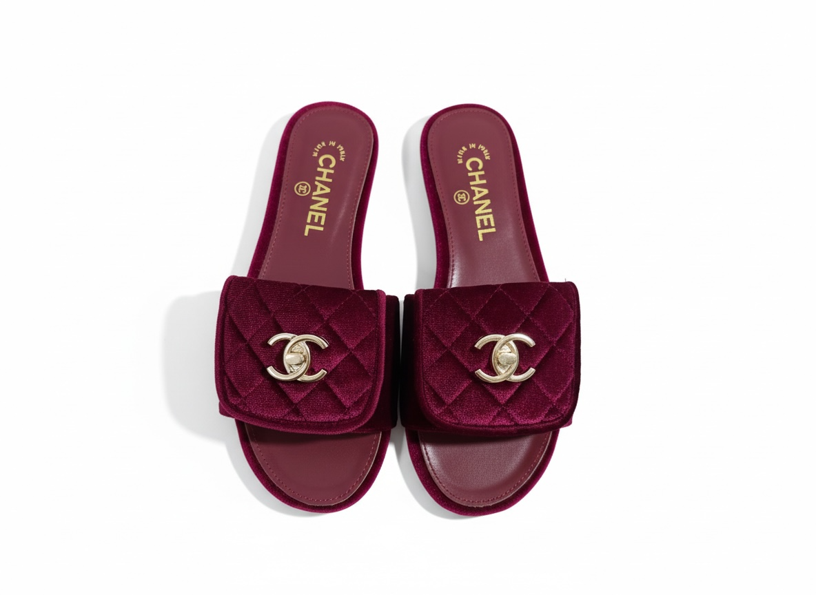 CHANEL Quilted Velvet Slides – Burgundy ❤️✨ | Luxe Comfort Icon