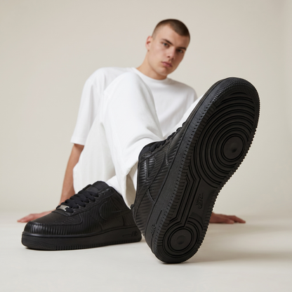 🖤🔥 Nike Air Force 1 Low Carbon Fiber Triple Black Sneakers – Luxury Streetwear Classic Shoes 👟⚡