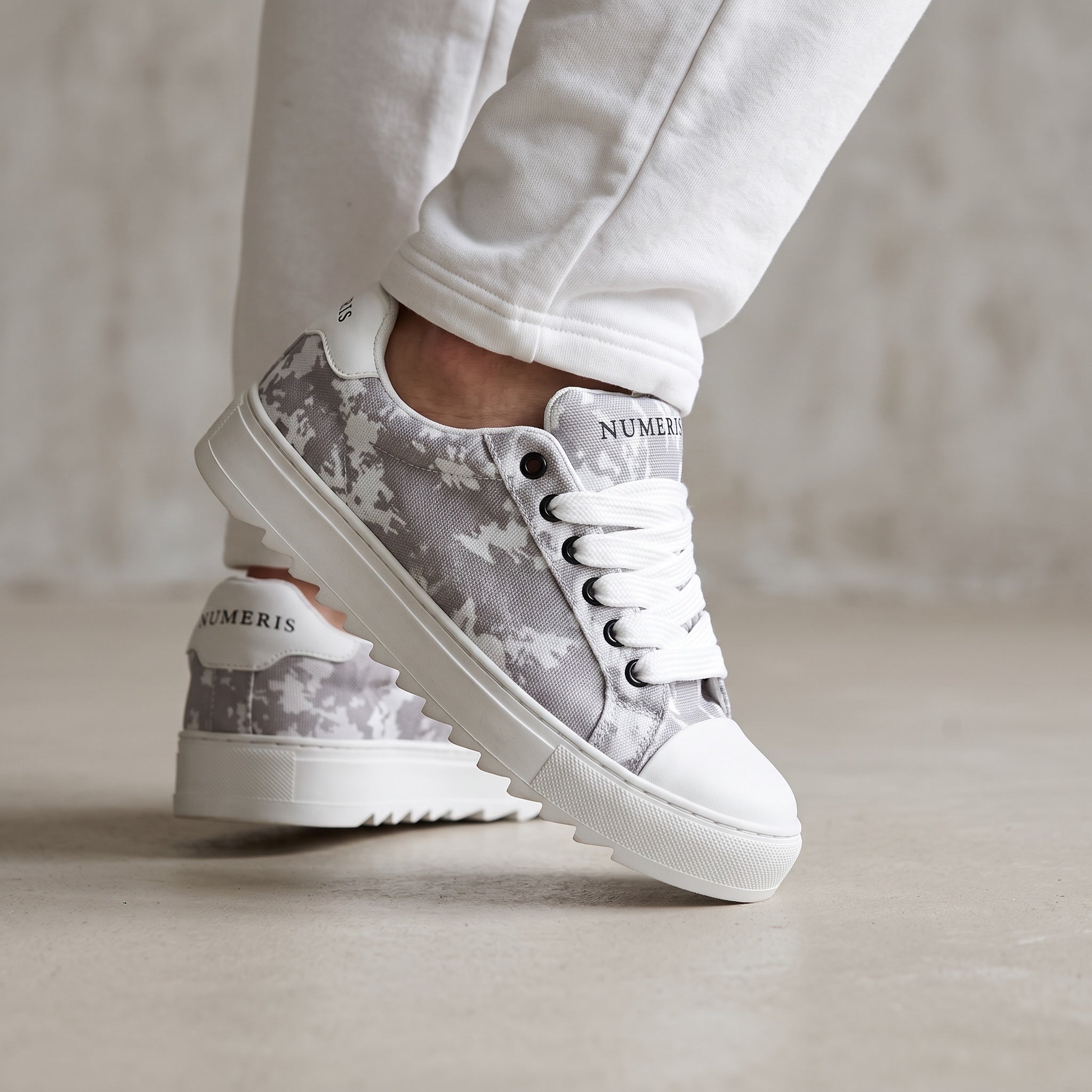 Numeris Sneakers – Grey Camo 👟✨