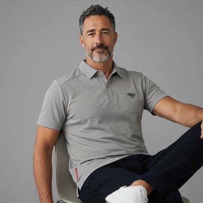 Prada Textured Performance Polo – Light Grey Edition ✨
