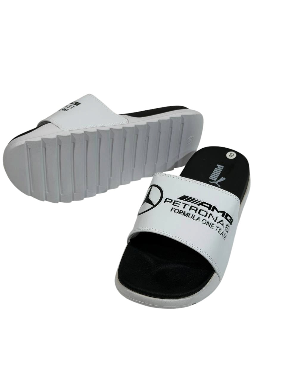 PUMA x AMG PETRONAS Slide Sandals – White Edition ⚡🏁