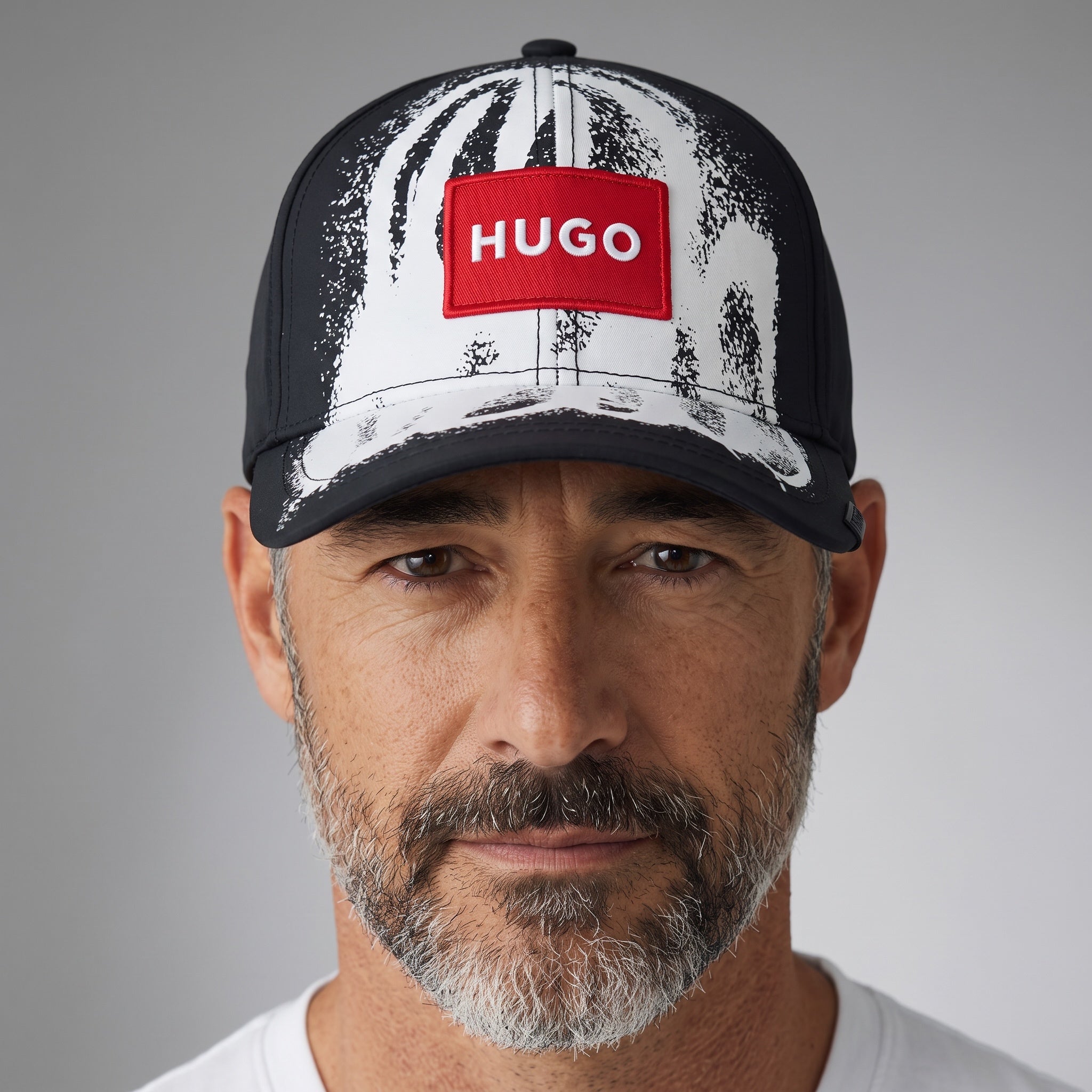 HUGO Baseball Cap – Black & White Print 🧢