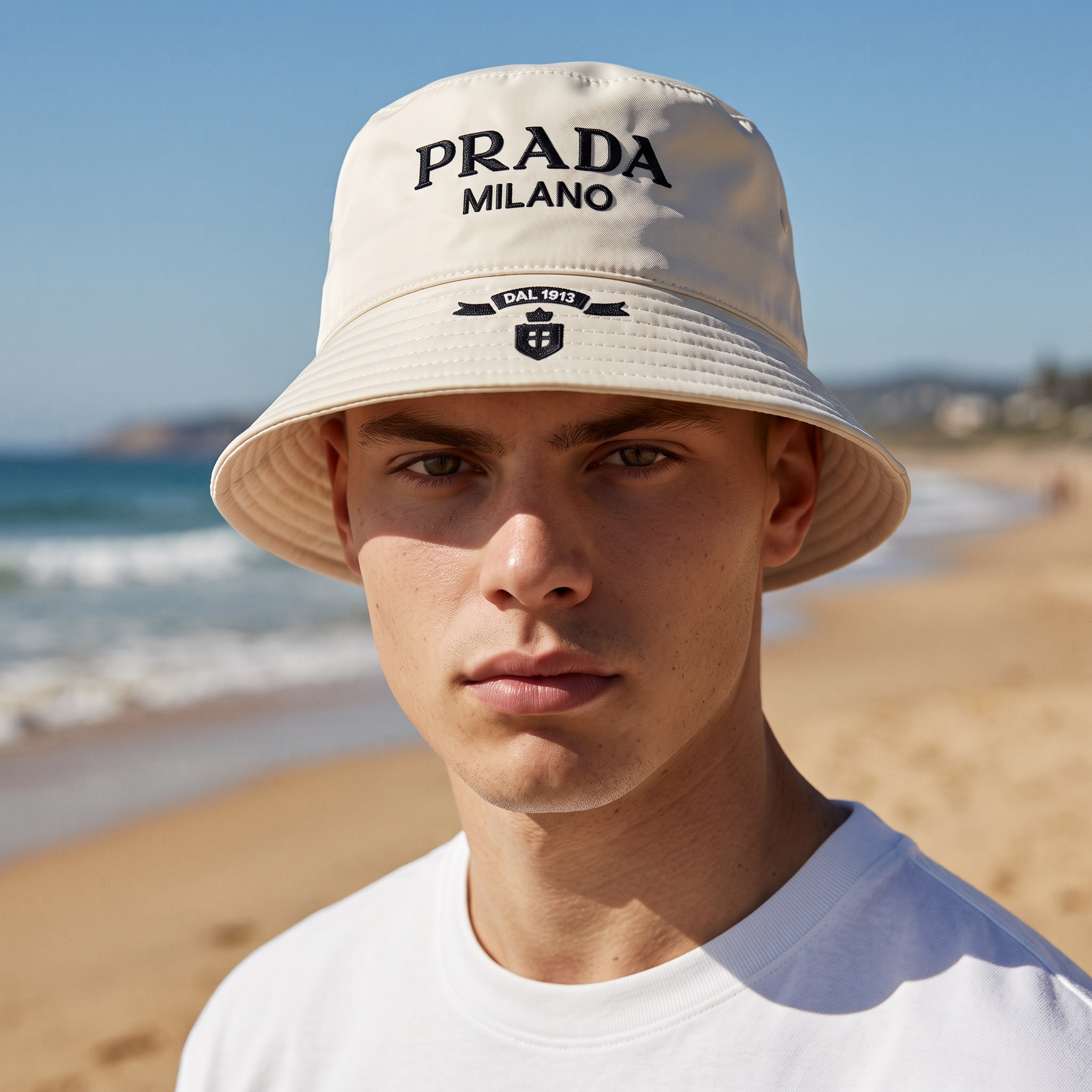 Prada Milano Bucket Hat – Elegant Beige Edition 🤍🖤