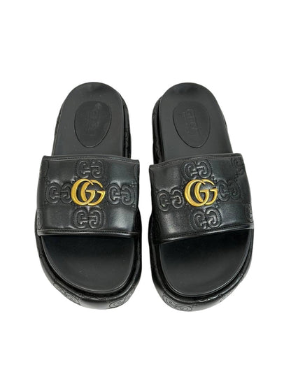 GUCCI GG Embossed Slide Sandals – Black Edition 🖤✨
