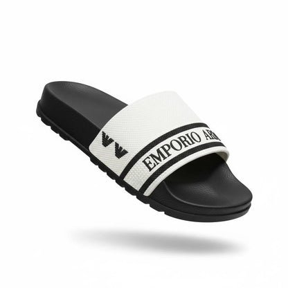 Giorgio Armani Logo Slides – White & Black Edition ⚪🖤