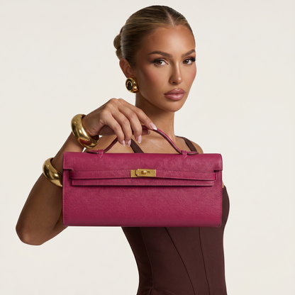 💗 Hermès Pink Leather Kelly Style Clutch