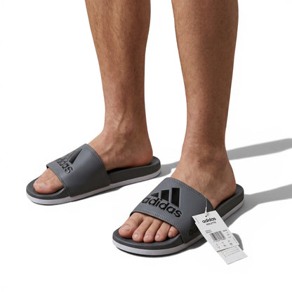 ADIDAS Slides – Grey Logo Edition 🩶⚫