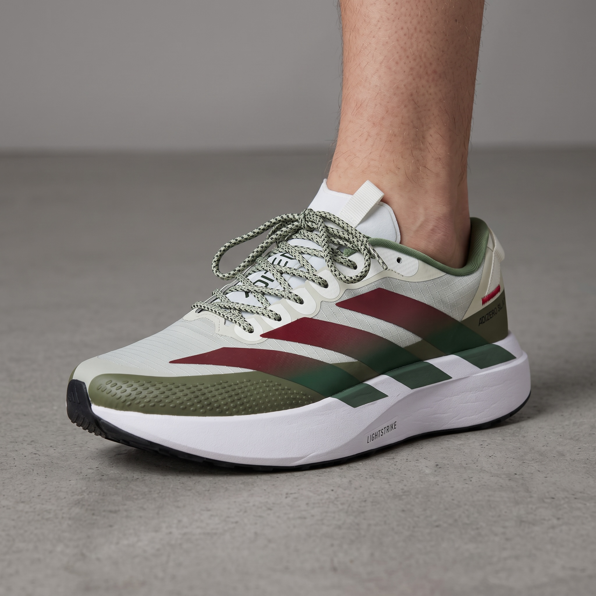 Adidas Adizero SL2 Running Shoes – White / Olive Green / Burgundy