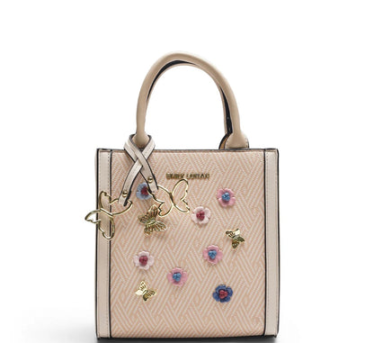 Emily Loran Beige Floral Charm Tote Bag 🌸👜✨