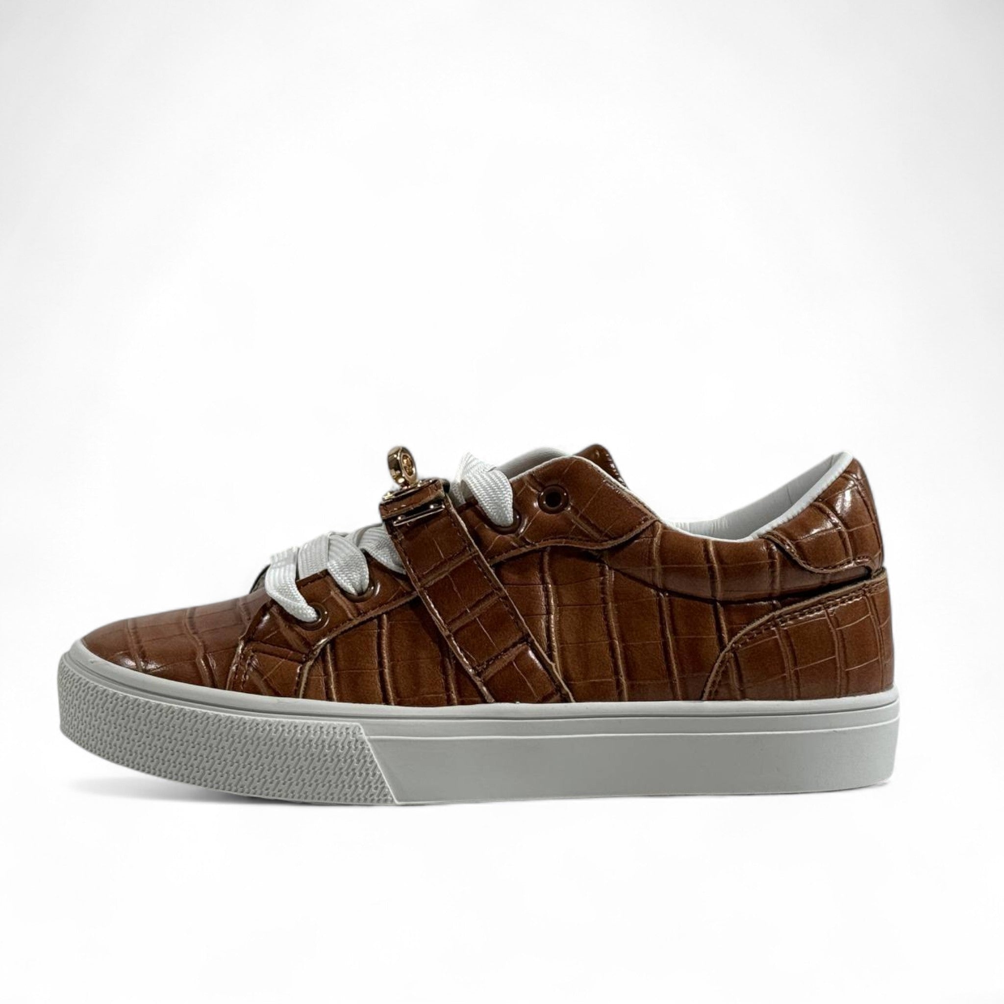 Hermès Brown Croc-Embossed Sneakers with Gold Lock Detail 🤎👟