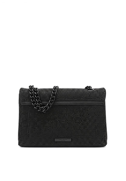 Kurt Geiger Shoulder Bag – Black Crystal Chain 🖤✨
