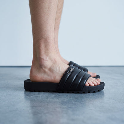 Prada Platform Slide – Black Padded Slide 🖤👣