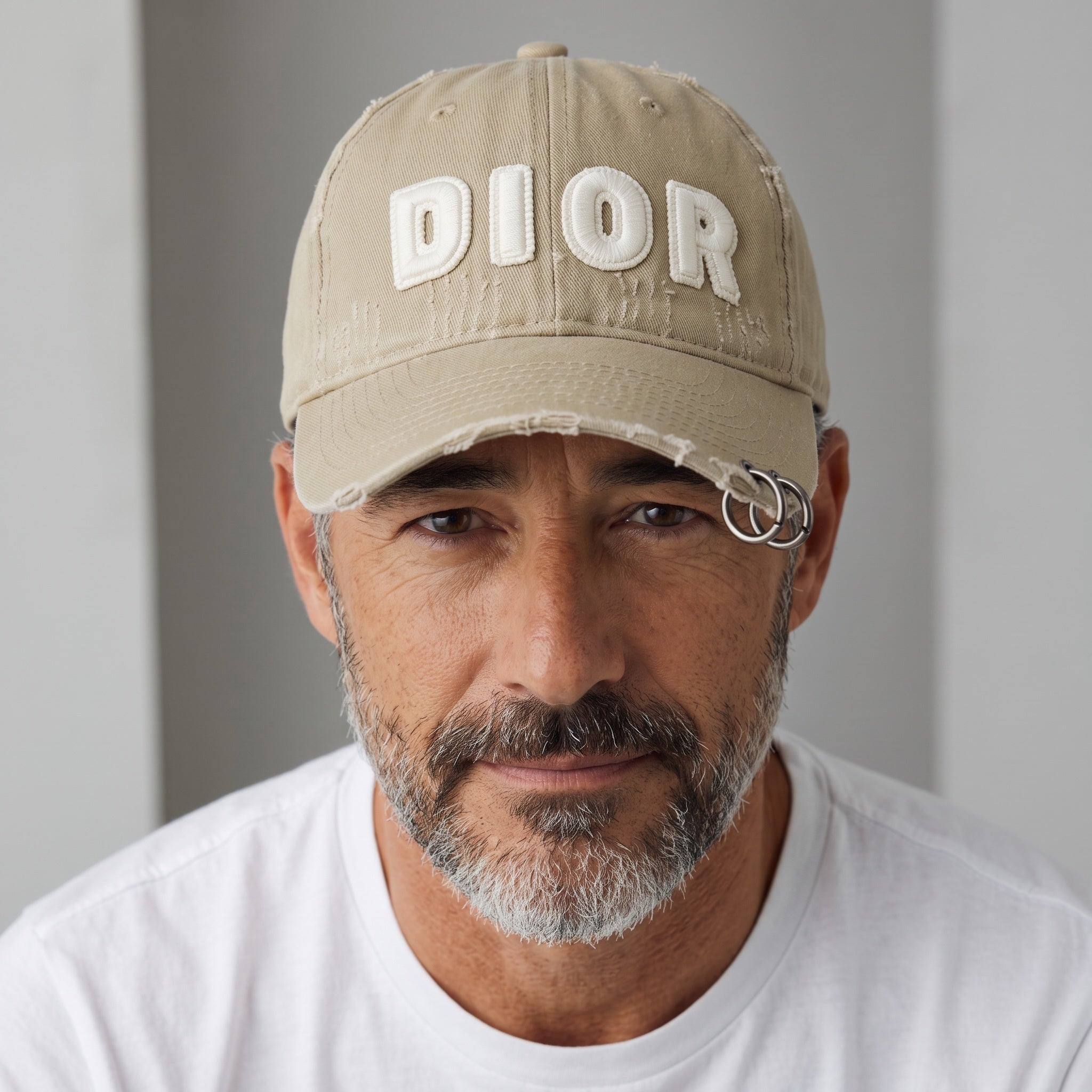 Dior Distressed Baseball Cap – Beige Vintage Wash 🧢