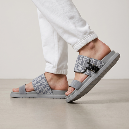 Dior Oblique Grey Slide Sandals – Luxury Designer Summer Slippers ✨🩶
