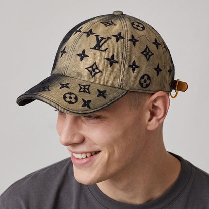 Louis Vuitton Monogram Denim Baseball Cap – Beige & Black