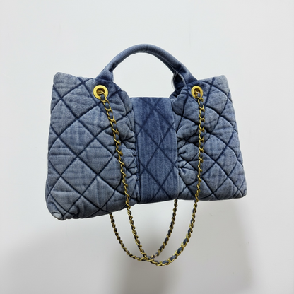 Chanel Quilted Denim Mini Top-Handle Bag with Chain Strap 💙✨