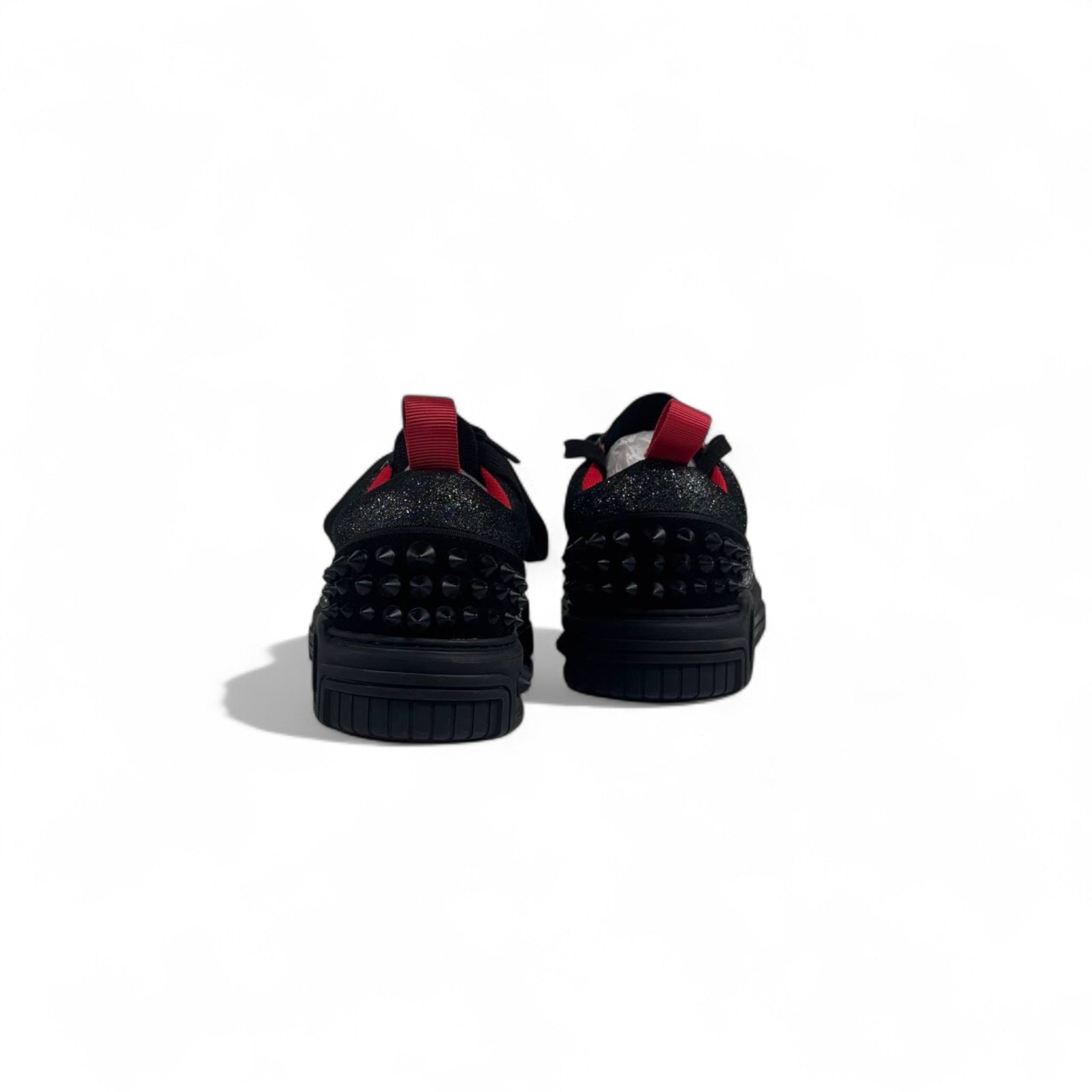 ✨ Christian Louboutin Black Glitter Spike Sneakers 👟 | Luxury Designer Red Sole Shoes 🔴