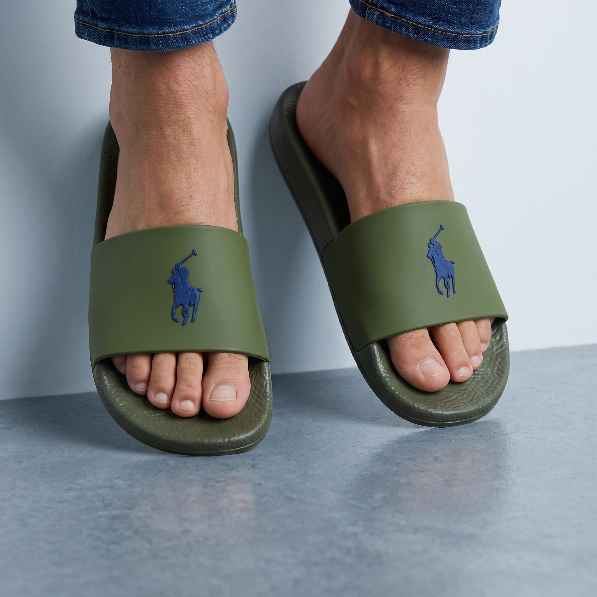 Polo Ralph Lauren Logo Slides – Olive Green 🐎