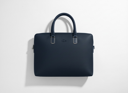 LACOSTE Classic Leather Briefcase 💼🔵 | Minimal Executive Edition